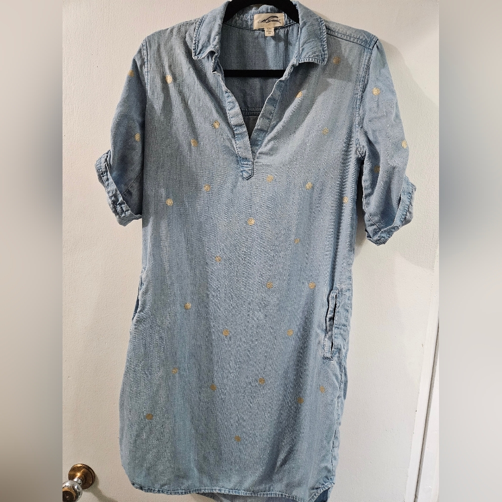Cloth & Stone Denim Dress with Gold Accents
